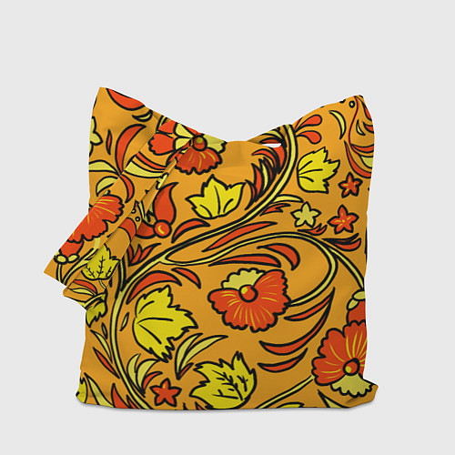 Сумка-шоппер Хохлома золотой фон / 3D-принт – фото 1