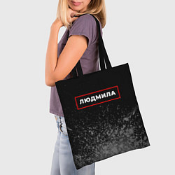 Сумка-шопер Людмила - в красной рамке на темном, цвет: 3D-принт — фото 2