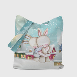 Сумка-шопер Зайчики обнмаются, цвет: 3D-принт