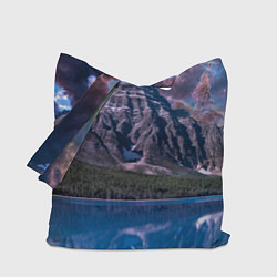 Сумка-шопер Горы и лес у озера, цвет: 3D-принт