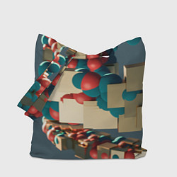 Сумка-шопер Абстрактное совмещение кубиков и шаров, цвет: 3D-принт