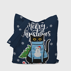 Сумка-шопер Котик: merry christmas, цвет: 3D-принт