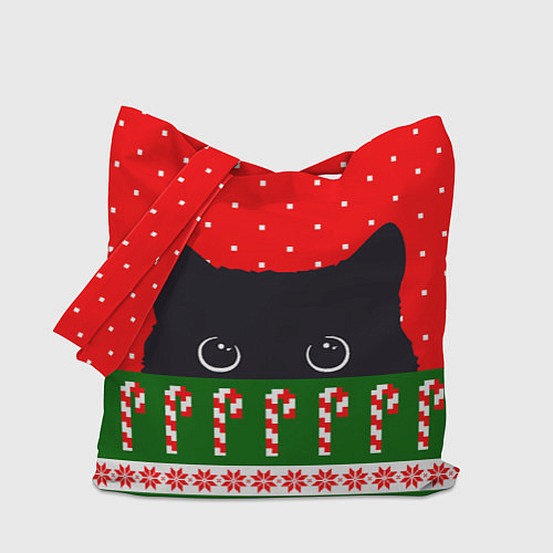 Сумка-шоппер Котик: новогодний свитер / 3D-принт – фото 1