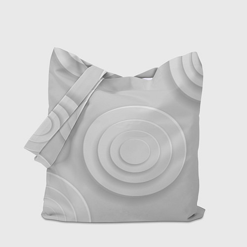 Сумка-шоппер Серый фон и абстрактные белые объёмные окружности / 3D-принт – фото 1