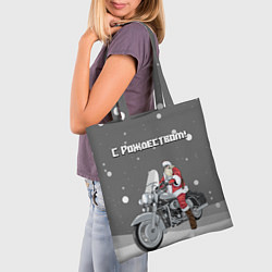 Сумка-шопер Санта Клаус байкер, цвет: 3D-принт — фото 2