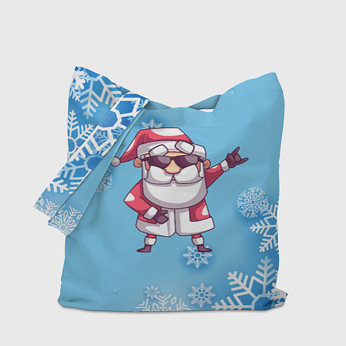 Сумка-шоппер Крутой Дед Мороз - снежинки / 3D-принт – фото 1