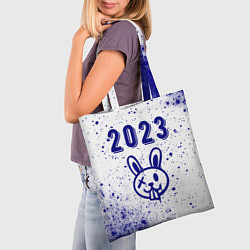 Сумка-шопер 2023 Кролик в стиле граффити на светлом, цвет: 3D-принт — фото 2