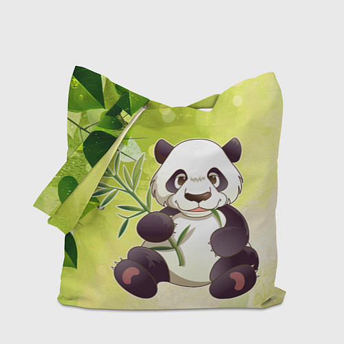 Сумка-шоппер Панда на фоне листьев / 3D-принт – фото 1