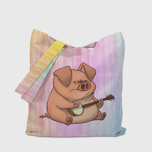 Сумка-шоппер Свинья играет на банджо / 3D-принт – фото 1