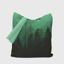 Сумка-шопер Зелёный туманный лес, цвет: 3D-принт