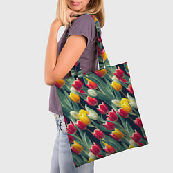 Сумка-шопер Много тюльпанов, цвет: 3D-принт — фото 2