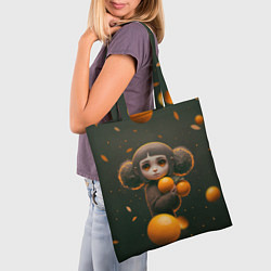 Сумка-шопер Милая девушка с мандаринами, цвет: 3D-принт — фото 2
