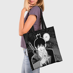 Сумка-шопер Аки - человек-бензопила, цвет: 3D-принт — фото 2