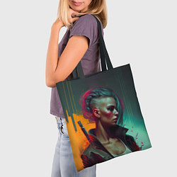 Сумка-шопер Cyberpunk girl art, цвет: 3D-принт — фото 2