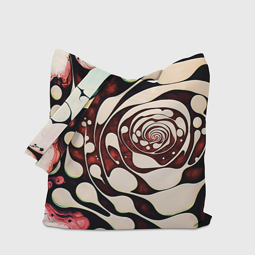 Сумка-шоппер Водоворот белых капель в бордовой жидкости / 3D-принт – фото 1