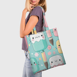 Сумка-шопер Милые предметы с лицами, цвет: 3D-принт — фото 2
