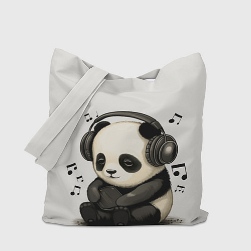 Сумка-шоппер Милая панда в наушниках / 3D-принт – фото 1