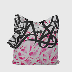 Сумка-шопер Черно-розовая каллиграфия, цвет: 3D-принт