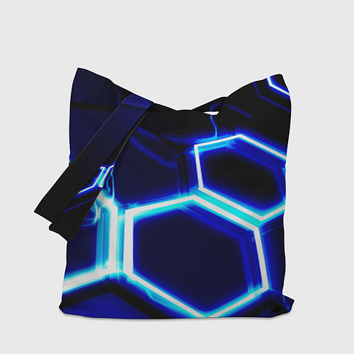 Сумка-шоппер Neon abstraction plates storm / 3D-принт – фото 1