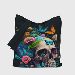 Сумка-шопер Цветочный череп, цвет: 3D-принт