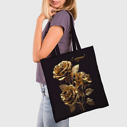 Сумка-шопер Золотые розы, цвет: 3D-принт — фото 2