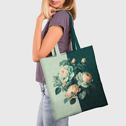 Сумка-шопер Розы на зеленом фоне, цвет: 3D-принт — фото 2