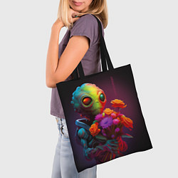 Сумка-шопер Инопланетянин с цветами, цвет: 3D-принт — фото 2