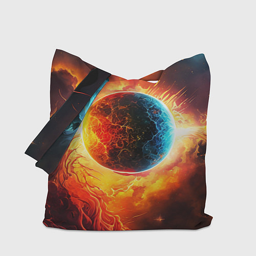 Сумка-шоппер Планета в огненном космосе / 3D-принт – фото 1