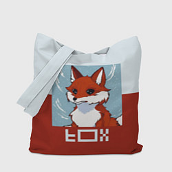 Сумка-шоппер Пиксельная лиса с надписью fox