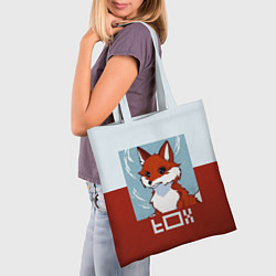 Сумка-шопер Пиксельная лиса с надписью fox, цвет: 3D-принт — фото 2