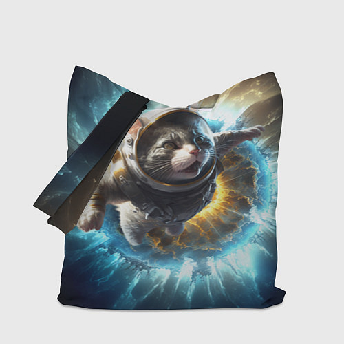 Сумка-шоппер Кот космонавт и взрыв звезды / 3D-принт – фото 1
