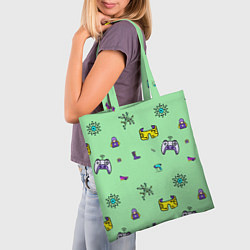 Сумка-шопер Паттерн - геймер, цвет: 3D-принт — фото 2