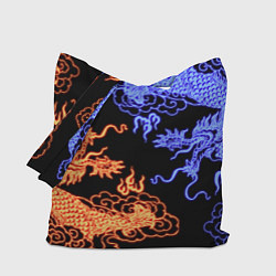 Сумка-шопер Парящие неоновые драконы, цвет: 3D-принт