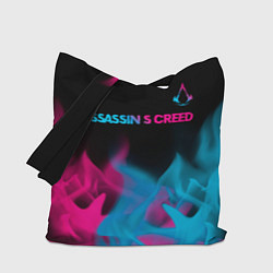Сумка-шопер Assassins Creed - neon gradient: символ сверху, цвет: 3D-принт