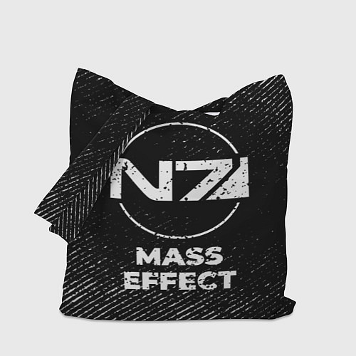 Сумка-шоппер Mass Effect с потертостями на темном фоне / 3D-принт – фото 1