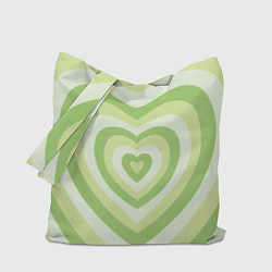 Сумка-шопер Зеленые сердца - индикид паттерн, цвет: 3D-принт