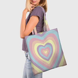 Сумка-шопер Сердца пастельные оттенки, цвет: 3D-принт — фото 2