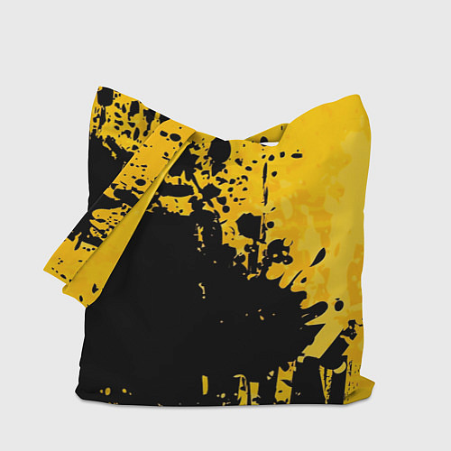 Сумка-шоппер Пятна черной краски на желтом фоне / 3D-принт – фото 1