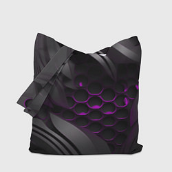 Сумка-шопер Черные объекты с фиолетовой сеткой, цвет: 3D-принт