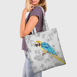 Сумка-шопер Попугай на сером фоне, цвет: 3D-принт — фото 2