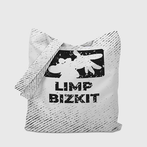 Сумка-шоппер Limp Bizkit с потертостями на светлом фоне / 3D-принт – фото 1