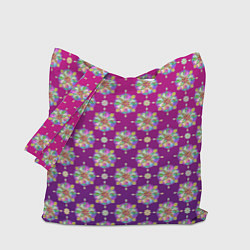 Сумка-шоппер Абстрактные разноцветные узоры на пурпурно-фиолето