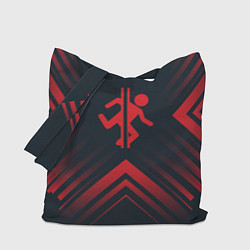 Сумка-шоппер Красный символ Portal на темном фоне со стрелками