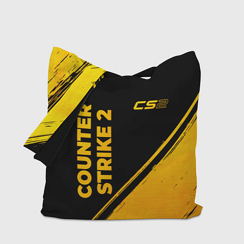 Сумка-шоппер Counter Strike 2 - gold gradient: надпись, символ / 3D-принт – фото 1