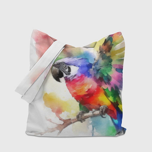 Сумка-шоппер Разноцветный акварельный попугай / 3D-принт – фото 1