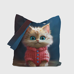 Сумка-шопер Котик в розовом свитере, цвет: 3D-принт