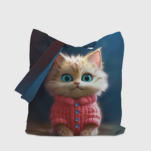 Сумка-шоппер Котик в розовом свитере / 3D-принт – фото 1