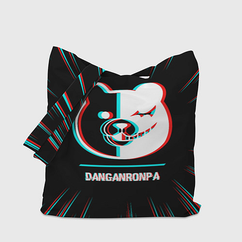 Сумка-шоппер Символ Danganronpa в стиле glitch на темном фоне / 3D-принт – фото 1
