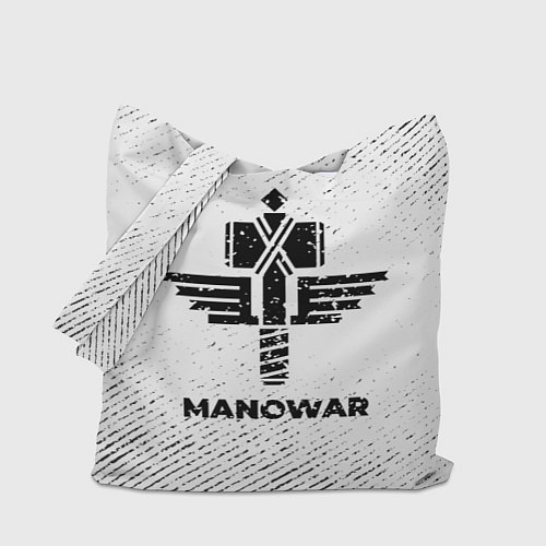 Сумка-шоппер Manowar с потертостями на светлом фоне / 3D-принт – фото 1