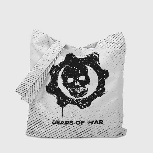 Сумка-шоппер Gears of War с потертостями на светлом фоне / 3D-принт – фото 1